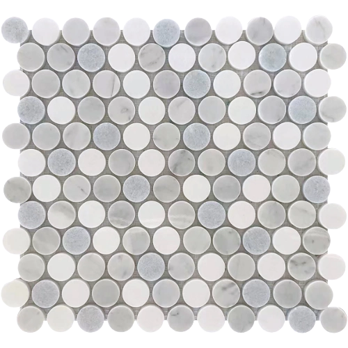 Rockart Blue Mix Penny Round 12" x 12" Mosaic