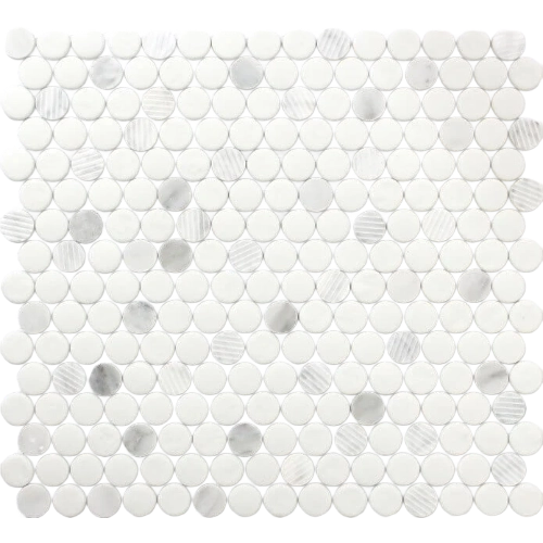 Rockart Carrara Penny Round 12" x 12" Mosaic