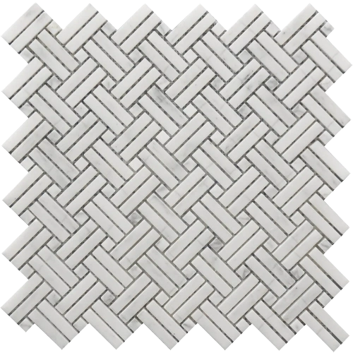 Rockart Crossed Basket Weave 12" x 12" Marble Mosaic