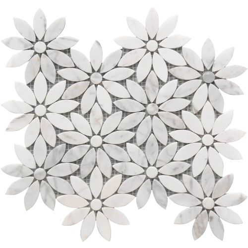 Rockart Daisy Flower 10" x 12" Marble Mosaic