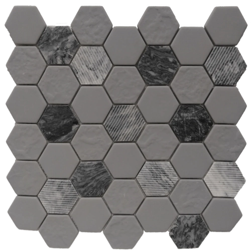 Rockart Gray Granite 12" x 12" Hexagon Mosaic