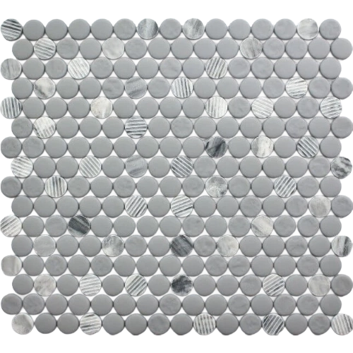 Rockart Gray Granite 12" x 12" Penny Round Mosaic
