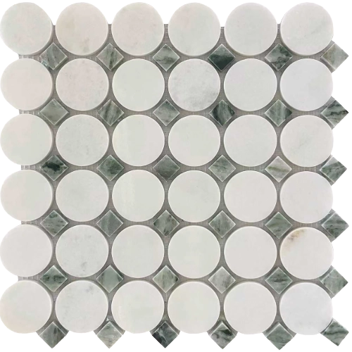 Rockart Green Marble Mix Circle 12" x 12" Mosaic