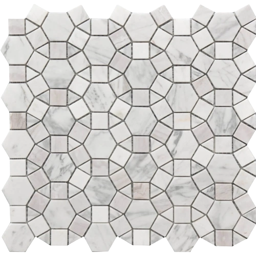 Rockart Kaleidoscope 12" x 12" Marble Mosaic