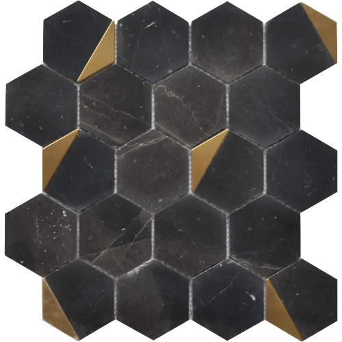 Rockart Nero Marquina Hexagon 12" x 13" Mosaic