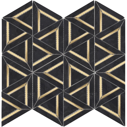 Rockart Nero Marquina Metal Geo 12" x 14" Mosaic