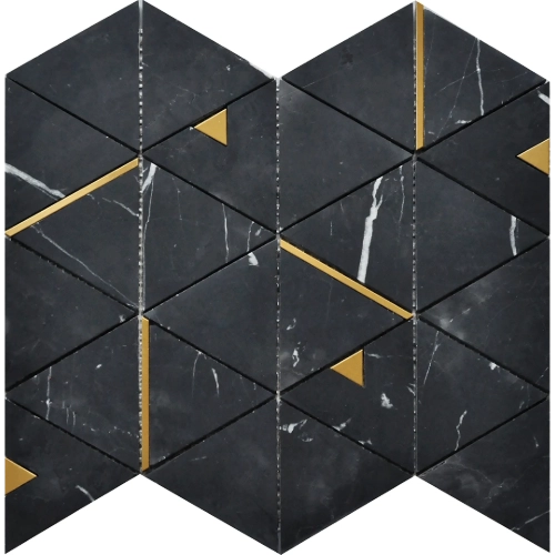Rockart Nero Marquina Triangle 12" x 14" Mosaic