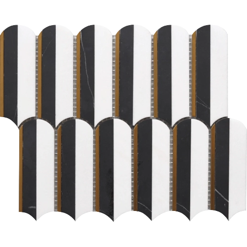 Rockart Oval Nero Marquina & Tassos 10" x 11" Mosaic