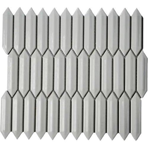 CC Mosaics Plus+ White 3D Picket Bright Glazed 12" x 12" Mosaic