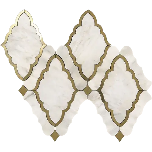 Castellina Stone Mosaics Baroque White And Brass