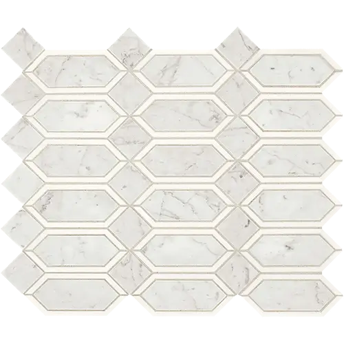 Castellina Stone Mosaics Linear Hex White and Gray