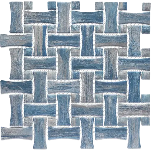 Cassis Dog Bone Basketweave Blue w/ Blue Dot