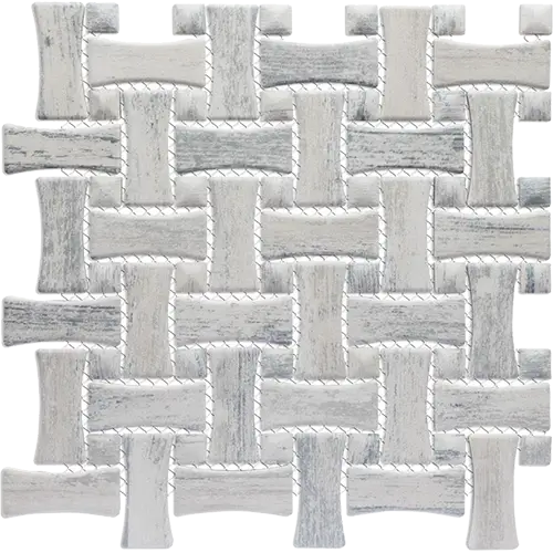 Cassis Dog Bone Basketweave White w/ White Dot
