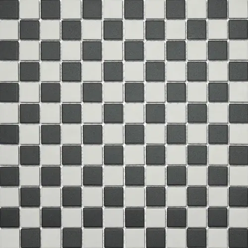 Gotham 1" Square Unglazed Black and White Checkerboard