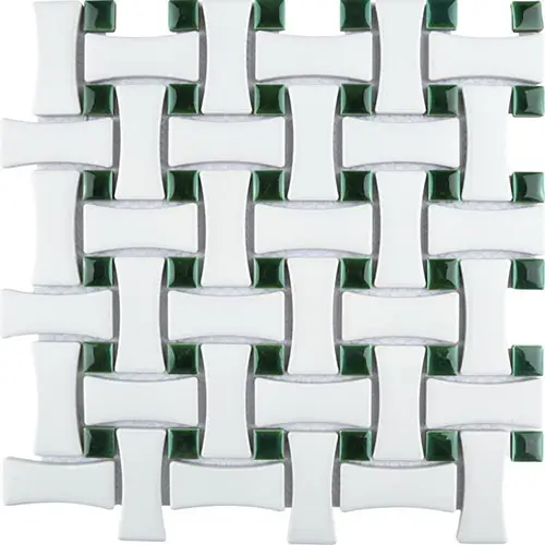 Metro Ion Dog Bone Basket Weave Emerald Dot w/ Matte White